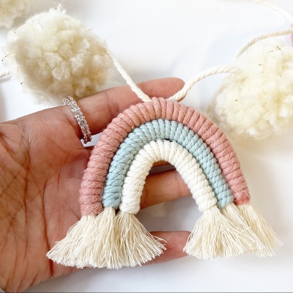 Macrame Rainbow Garland Baby Shower Garland Decor Nursery Baby Pastel Room Decor - Picture 3 of 5